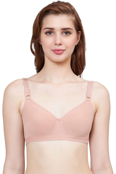 Glamroot Women Seamless Padded Everyday T Shirt Bra, Beige