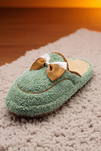 LAMEDORE Γυναικείες παντόφλες με λεπτομέρεια από βελούδινη κορδέλα – Μαλακές, ζεστές, χειμερινές παντόφλες με αντιολισθητική σόλα