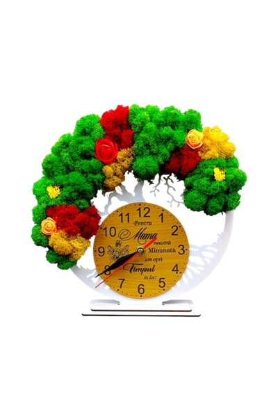 OEM Ceas decorativ pomul vieții decorat cu licheni, personalizat cu mesaj sta...