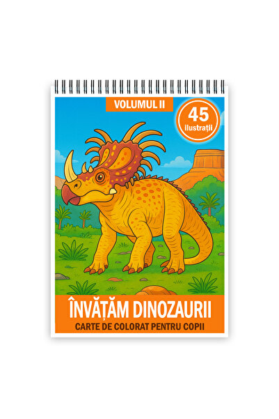Legendary Gifts Carte de colorat, 45 de ilustrații Învățând dinozaurii - Volumul II, 96 de pagini, A3 Format: A3