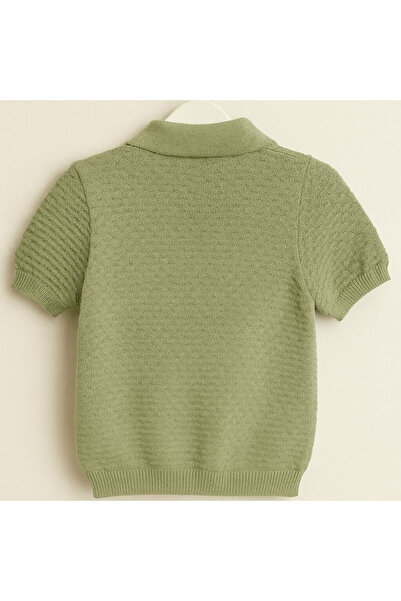 KOKORI KIDS Knitwear Polo Neck |   100% Cotton |   Soft Textured |   Breathable and Stylish Design-Green
