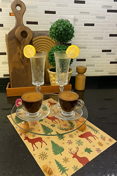 Dekals 40 Adet Renkli Yılbaşı Sofrası Sunum Aksesuar Kağıdı Tabak Altı Servis Kağıdı 25x35