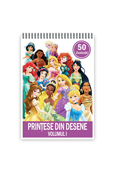 Legendary Gifts Carte de colorat, 50 de ilustrații Prințese din Desene - Volumul I, 106 pagini, A5