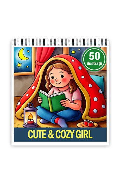 Legendary Gifts Carte de colorat, 50 de ilustrații cu fetițe drăguțe și confortabile, 106 pagini, Format A3: A3