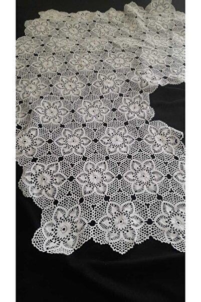 Papatyam Hand Knitted Crochet 1 Piece 100 Cm. Piece of Lace/Cotton Thread/Handcrafted Dowry Lace/Vintage