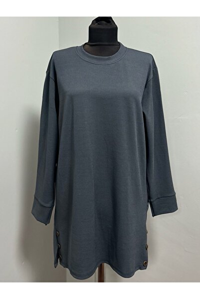 MSA Giyim Жіноча туніка з розрізом, довгими рукавами, однотонна, еластична, для щоденного носіння, з капюшоном, з трикотажу