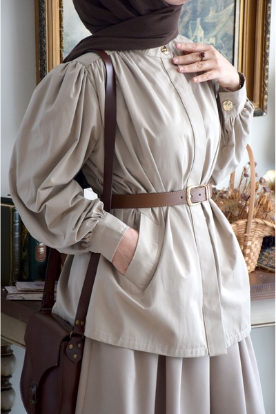 EMİNOS BUTİK Kemerli Kısa Trench Coat