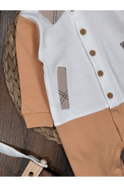 Kids Kingdom Cotton Plaid Detailed Polo Neck Baby Boy Romper