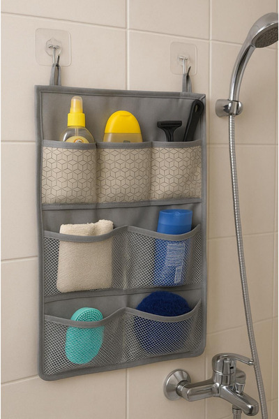 EVSELLA Hanging 7-Pocket Bathroom Organizer – Shower Hanger & Multi-Purpose Organizer 45X35 cm