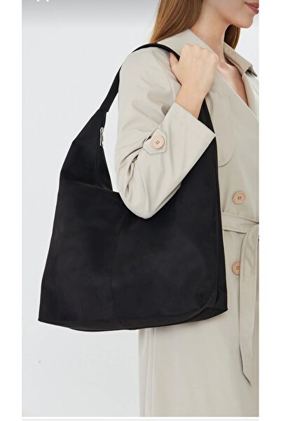 themoiss The Moiss Black Color Suede New Season Casual Shoulder Bag