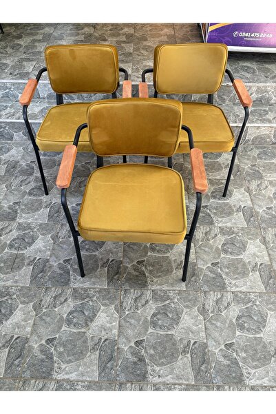 trendloom Cafe Sandalye Ahşap Kollu Sandalye 3 Adet