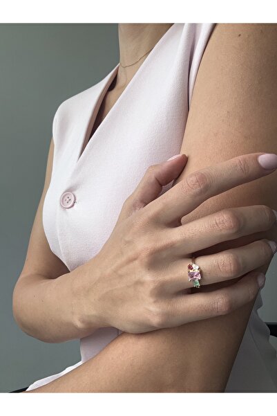 Ressia خاتم نموذج هندسي نصف دائري على شكل أميرة