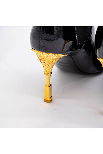 BALMAIN PATENT LEATHER ANKLE BOOTS BLACK