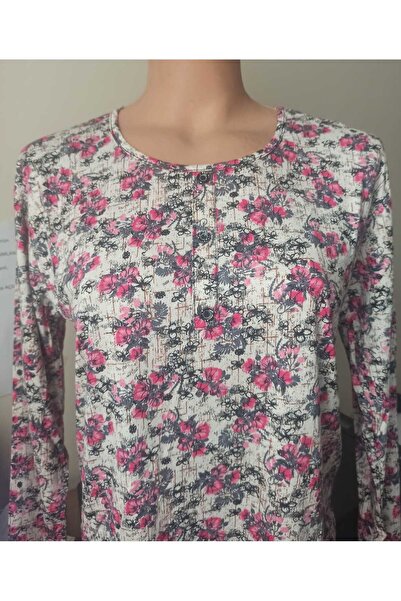 Noname بلوزة الأم ذات الأكمام الطويلة من القطن الممشط مع فتحة وياقة دائرية من...