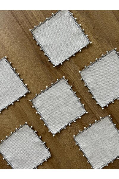 tubaatasarim Kırık beyaz incili sunum peçetesi 14*14 ( 6 adet )