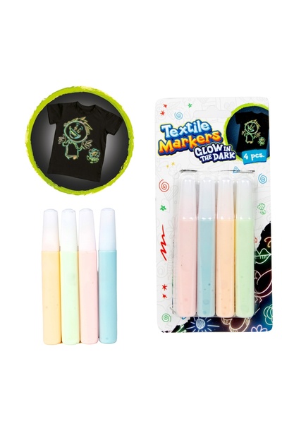 Toi-Toys Markere textile, fosforescente, set 4 buc. -