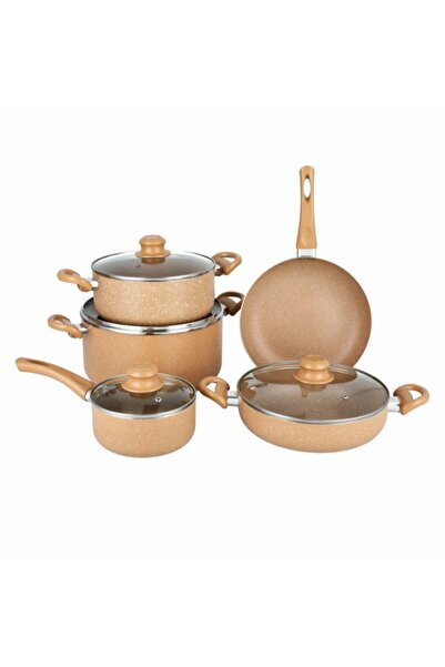 Pentola 9-Piece Granite Cookware Set Light Brown 26x13cm