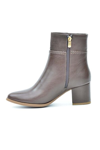 Uzunlu Goldstep Skin Suede Κοντές γυναικείες μπότες με χοντρό τακούνι με μυτερή μύτη