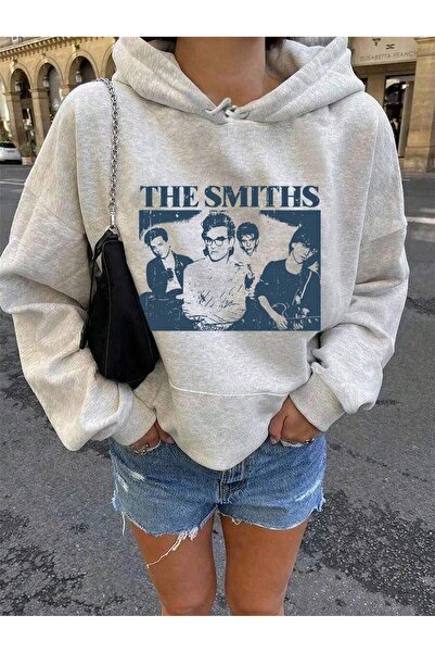 Women's Gray The Smith Printed Hoodie Sweatshirt