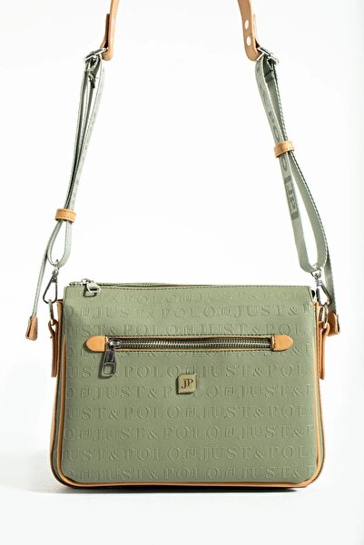 Just Polo Women's Green Tan Shoulder Bag Shopper Suitable for Daily Combinations