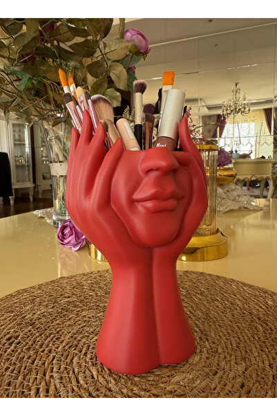 shop حامل فرش مكياج على شكل وجه منظم طاولة مزخرف ثلاثي الأبعاد