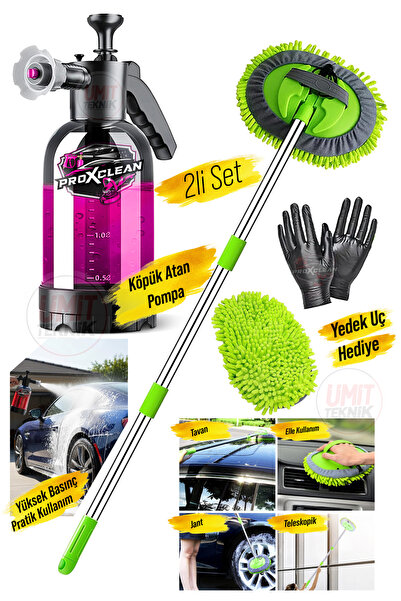 PROXCLEAN Yüksek Kalite Basınçlı Köpük Atan Pompa Teleskopik MikrofiberBez Mo...