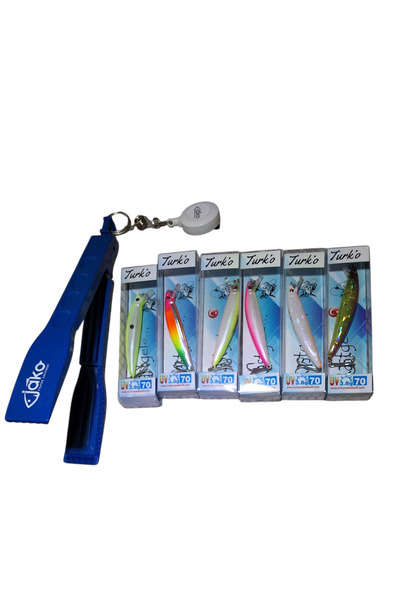 TURK'O 6 adet çalişan renk turko maket balık ve baĺık tutma maşası avantaj set