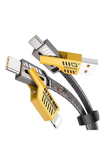 DigikalaX Fast Charging and Data Transfer Cable, Digital Kala, 4-in-1 USB-C PD 65W/27W, 1M - Type-C, USB-A,