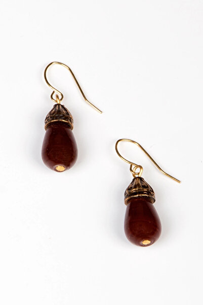 Lila Rosa Natural Stone Burgundy Authentic Earrings