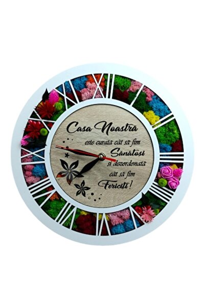 OEM Ceas de perete decorat cu licheni stabilizați, personalizat cu mesaj stan...