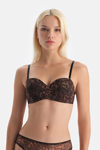 Dagi Бюстгальтер з коричневою мереживною обробкою