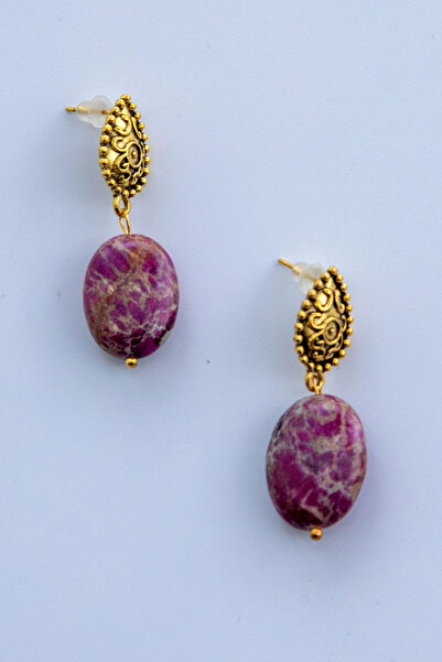 Lila Rosa Natural Stone Ethnic Authentic Earrings