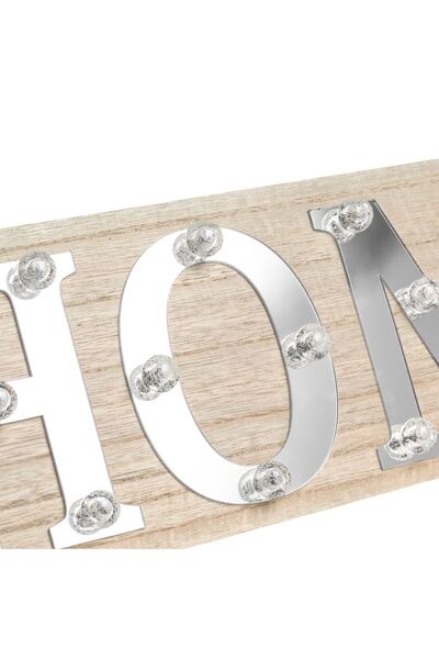 OEM Natural Color Wooden Decoration with LED Letters Mirror Home 44x3x14cm