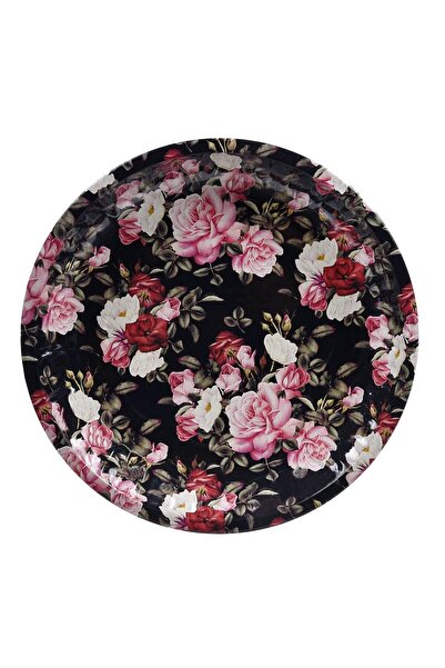 OEM Black Metallic Decorative Plate with Printed Ø25.5cm