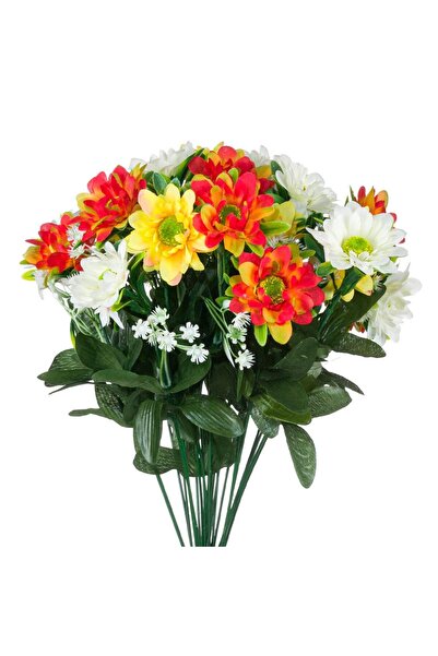 OEM Μπουκέτο Τεχνητών Λουλουδιών Λευκό Πορτοκαλί Κίτρινο 46 εκατοστά