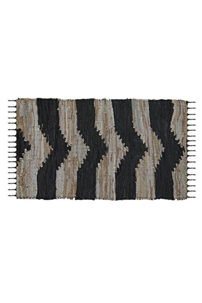 OEM Ecru Faux Leather Rug with Stripes 100x60cm