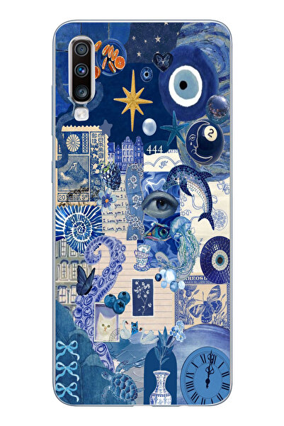 Elorakılıf Samsung Galaxy A70 Uyumlu Baskılı Yumuşak Silikon Şeffaf Telefon K...