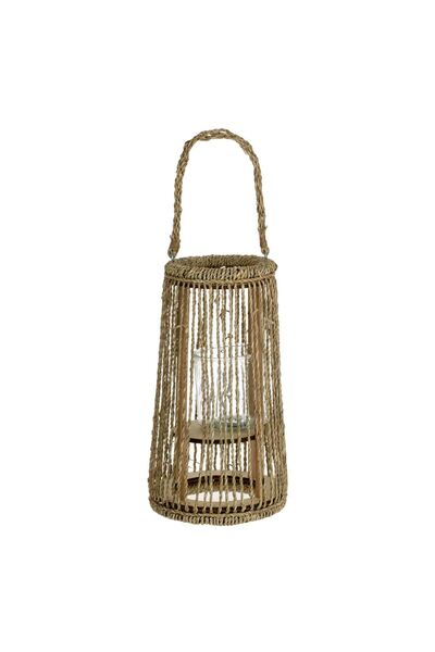 OEM Beige Decorative Lantern with Strings & Handle 18x34cm