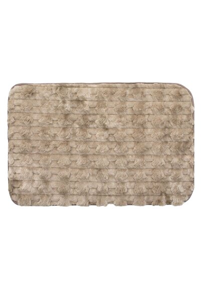 OEM Decorative Faux Fur Rug Beige Brown with Stripes 80x50cm