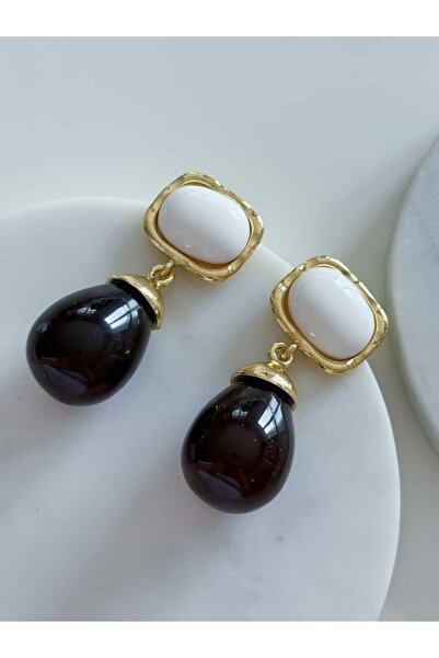 CHARMLUCKY BEYAZ-KAHVE SALLANTILI KÜPE