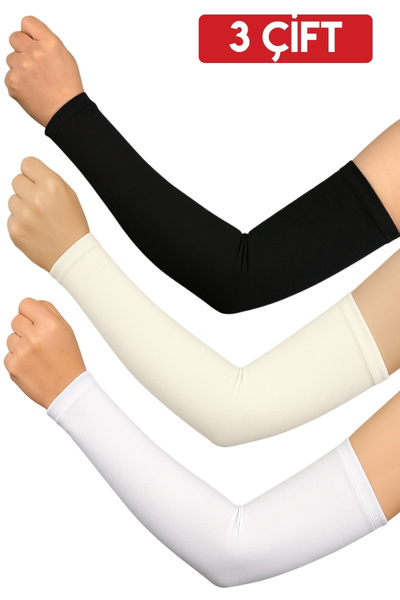 hijabchi Практичний хіджаб з рукавами з трикотажу для молитви - віскоза з еластаном - чорний - екрю - білий