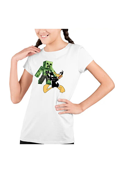 OEM Tricou Copii Fete Daffy Duck Minecraft Creeper