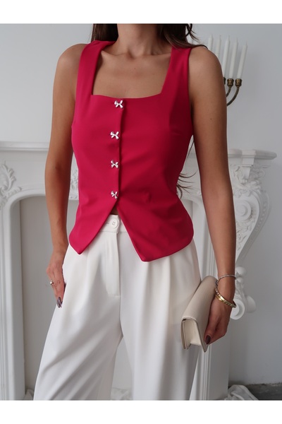 Paw Garage Γυναικείο γιλέκο με λεπτομέρεια με κουμπιά Arden