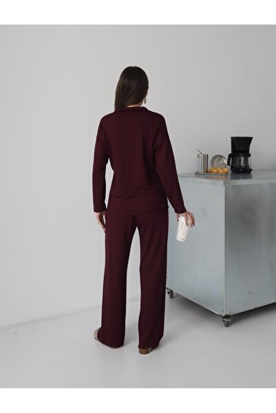 Paw Garage Women's Lora Modal Polo Neck Top and Bottom Set