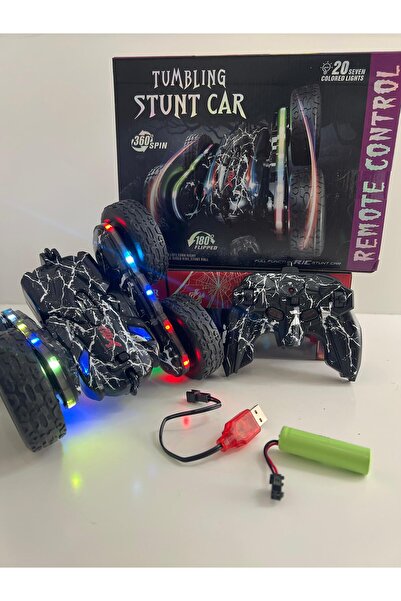 KİNKU Çift Taraflı Işıklı Şarjlı Akrobat RC Araba 360° Takla Atan Kumandalı Oyuncak Araba