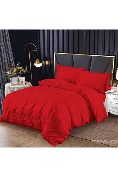Talis Double Bed Linen Damask with Elastic 180x200 Bright V2 Red, Finet