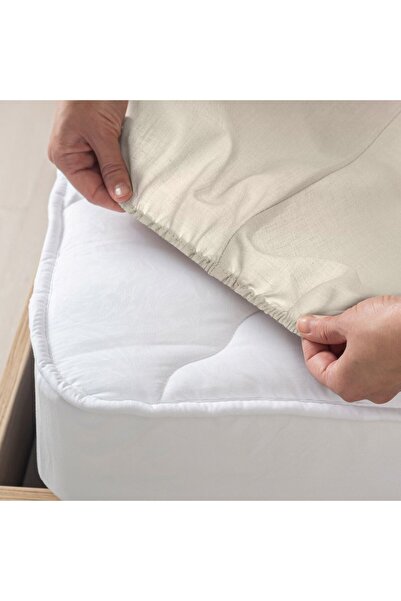 OEM Beige Cotton Fitted Sheet with Elastic for Bed 160x200cm+28cm