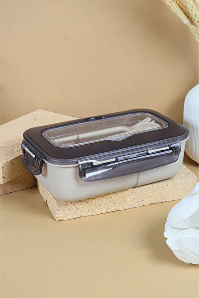 welcomein Sızdırmaz Kapaklı Kaşıklı Dikdörtgen Beslenme Kabı - Mikrodalgaya U...