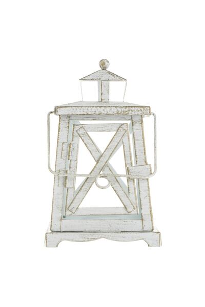 OEM Decorative Hanging Lantern Metallic White Gold Brushed 12.5x12.5x21cm
