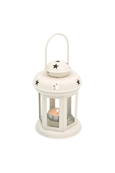 OEM Decorative Lantern Metallic Off White Stars Ø10x15.5cm